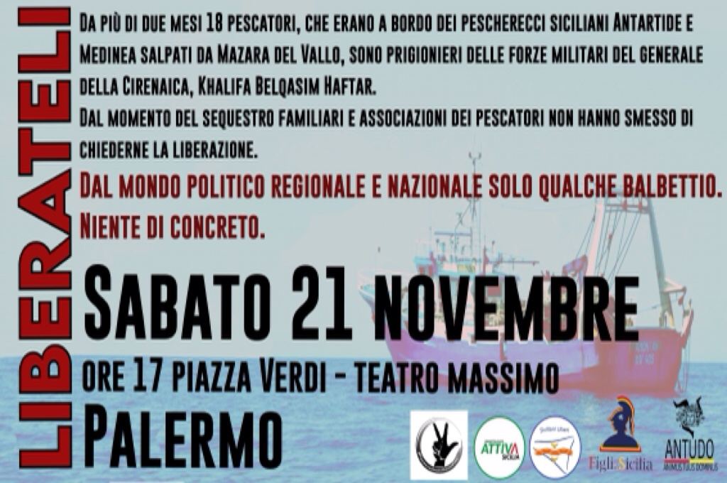 “Liberateli”: domani in piazza a Palermo per chiedere la liberazione dei pescatori siciliani in Libia